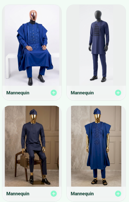 AI mannequin try-on grid